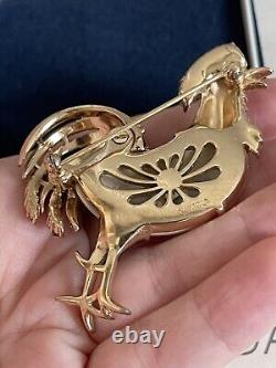 Trifari brooch Rooster large pearl Belly Alfred Philippe vintage 1960s beautiful