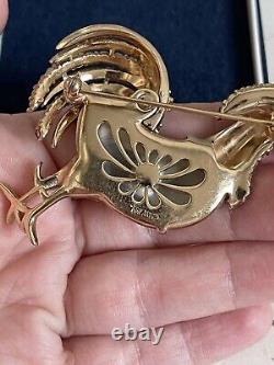 Trifari brooch Rooster large pearl Belly Alfred Philippe vintage 1960s beautiful