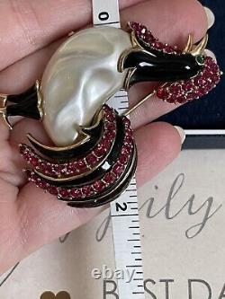 Trifari brooch Rooster large pearl Belly Alfred Philippe vintage 1960s beautiful
