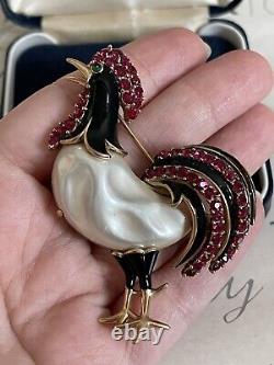 Trifari brooch Rooster large pearl Belly Alfred Philippe vintage 1960s beautiful