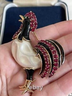 Trifari brooch Rooster large pearl Belly Alfred Philippe vintage 1960s beautiful