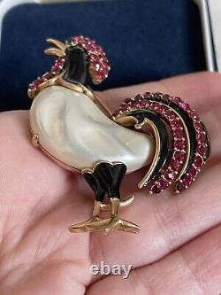 Trifari brooch Rooster large pearl Belly Alfred Philippe vintage 1960s beautiful