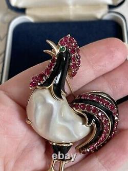 Trifari brooch Rooster large pearl Belly Alfred Philippe vintage 1960s beautiful
