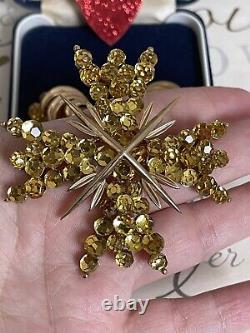 Trifari brooch & earrings Maltese Briolettes Cross 2 P Set Vintage 1966s Rare