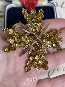 Trifari brooch & earrings Maltese Briolettes Cross 2 P Set Vintage 1966s Rare