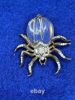 Trifari sterling'Alfred Philippe' jelly belly spider brooch / pin clip