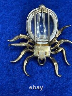 Trifari sterling'Alfred Philippe' jelly belly spider brooch / pin clip