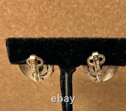 Turquoise Crown Trifari Alfred Philippe Fleur de Lis Brooch Earrings set