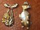 Two Rare Vintage Crown Trifari Alfred Philippe Rhinestone Poodle Dog Pin Brooch
