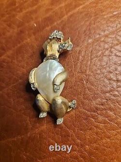 Two Rare Vintage Crown Trifari Alfred Philippe Rhinestone Poodle Dog Pin Brooch