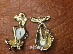 Two Rare Vintage Crown Trifari Alfred Philippe Rhinestone Poodle Dog Pin Brooch