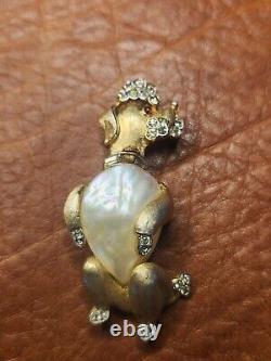 Two Rare Vintage Crown Trifari Alfred Philippe Rhinestone Poodle Dog Pin Brooch