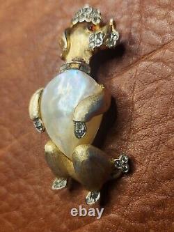 Two Rare Vintage Crown Trifari Alfred Philippe Rhinestone Poodle Dog Pin Brooch