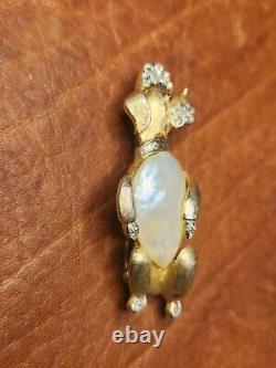 Two Rare Vintage Crown Trifari Alfred Philippe Rhinestone Poodle Dog Pin Brooch