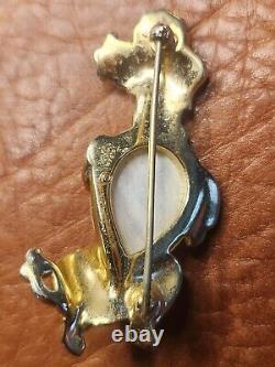 Two Rare Vintage Crown Trifari Alfred Philippe Rhinestone Poodle Dog Pin Brooch
