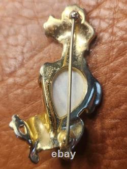 Two Rare Vintage Crown Trifari Alfred Philippe Rhinestone Poodle Dog Pin Brooch