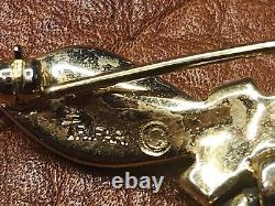 Two Rare Vintage Crown Trifari Alfred Philippe Rhinestone Poodle Dog Pin Brooch