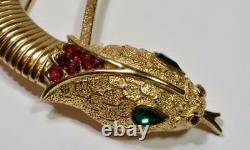 Unique ALFRED PHILIPPE Signed TRIFARI Crown Rhinestone EGYPTIAN SNAKE Pin Brooch