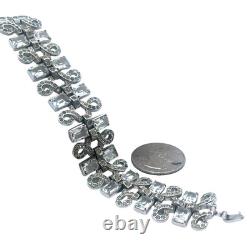 Unique Alfred Philippe Crown Trifari Art Deco Rhinestone Inset Bracelet! Superb