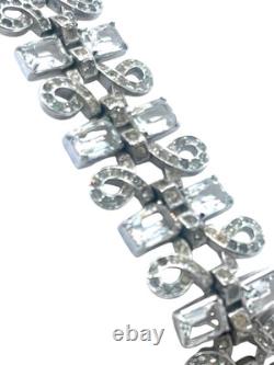 Unique Alfred Philippe Crown Trifari Art Deco Rhinestone Inset Bracelet! Superb