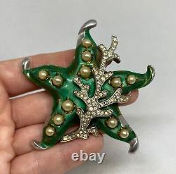 VERY RARE Alfred Philippe Crown Trifari Green Starfish Brooch