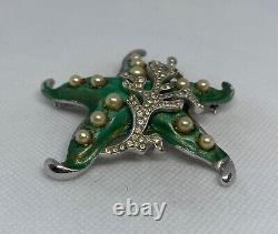 VERY RARE Alfred Philippe Crown Trifari Green Starfish Brooch