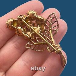 VERY RARE Alfred Philippe Crown Trifari PATENTED 1950 Yellow Glass Flower Brooch