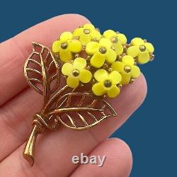 VERY RARE Alfred Philippe Crown Trifari PATENTED 1950 Yellow Glass Flower Brooch