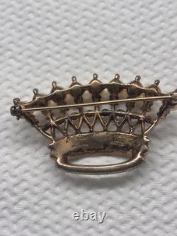 VINTAGE CROWN TRIFARI Alfred Philippe sterling silver pearl crown brooch