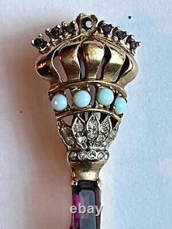 VINTAGE Early Trifari withstones KEY PIN 1950's by Alfred Philippe() hand #