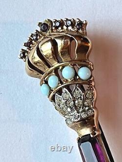 VINTAGE Early Trifari withstones KEY PIN 1950's by Alfred Philippe() hand #