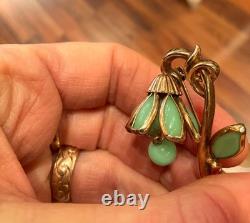 VINTAGE Rare CROWN TRIFARI JADEITE Flower Pin Brooch Alfred Philippe 1950s GLAM