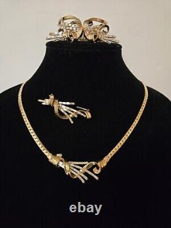 VINTAGE TRIFARI Meteor Grand Parure Gold Tone Alfred Philippe Baguettes READ