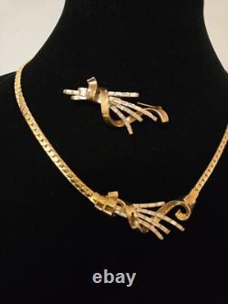 VINTAGE TRIFARI Meteor Grand Parure Gold Tone Alfred Philippe Baguettes READ