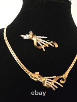 VINTAGE TRIFARI Meteor Grand Parure Gold Tone Alfred Philippe Baguettes READ