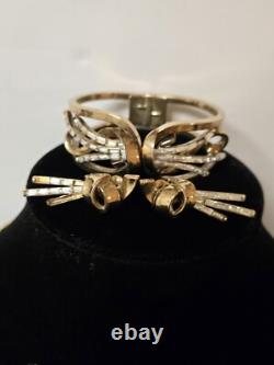 VINTAGE TRIFARI Meteor Grand Parure Gold Tone Alfred Philippe Baguettes READ
