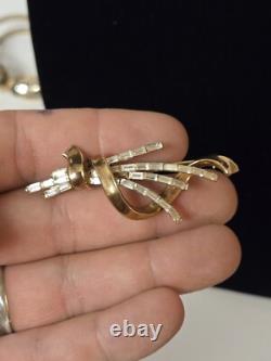 VINTAGE TRIFARI Meteor Grand Parure Gold Tone Alfred Philippe Baguettes READ