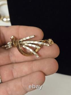VINTAGE TRIFARI Meteor Grand Parure Gold Tone Alfred Philippe Baguettes READ
