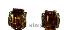 VTG 1930's Crown Trifari Alfred Philippe Faux Topaz Sterling Art Deco RARE HTF