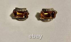 VTG 1930's Crown Trifari Alfred Philippe Faux Topaz Sterling Art Deco RARE HTF