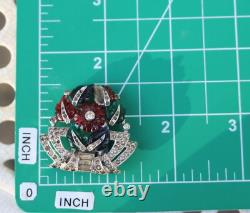 VTG 1930s Trifari Alfred Philippe Tutti Frutti Fruit Salad Green Red Flower Clip