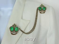 VTG 1940s 50s UNSIGNED ALFRED PHILIPPE TRIFARI DOUBLE CROWN JELLY BELLY BROOCH