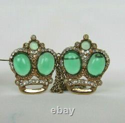 VTG 1940s 50s UNSIGNED ALFRED PHILIPPE TRIFARI DOUBLE CROWN JELLY BELLY BROOCH