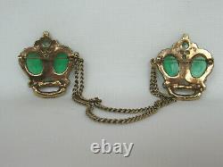 VTG 1940s 50s UNSIGNED ALFRED PHILIPPE TRIFARI DOUBLE CROWN JELLY BELLY BROOCH