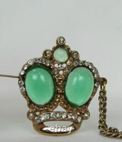 VTG 1940s 50s UNSIGNED ALFRED PHILIPPE TRIFARI DOUBLE CROWN JELLY BELLY BROOCH