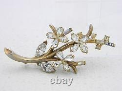 VTG 1951 TRIFARI PAT PEND Alfred Philippe Clear Rhinestone Star Flower Brooch