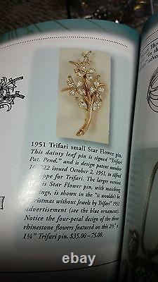 VTG 1951 TRIFARI PAT PEND Alfred Philippe Clear Rhinestone Star Flower Brooch