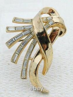 VTG 1953 TRIFARI PAT PEND Alfred Philippe Clear Rhinestone COMET Pin Brooch