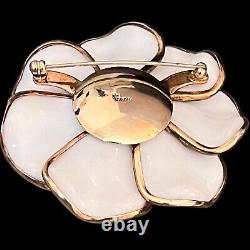 VTG 50's SIGNED CROWN TRIFARI ALFRED PHILIPPE Poured Glass Camellia Brooch Pin