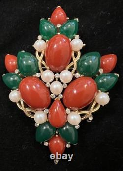 VTG 60s CROWN TRIFARI Jewels Of India Kashmir Mogul Cabochon Brooch A. Phillipe
